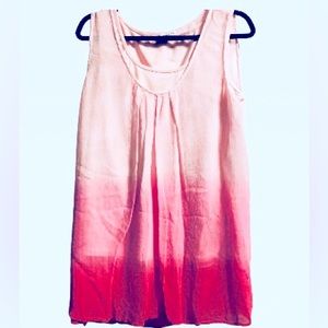 Together Size 14 Pink Gradient Ombre Two-piece Gauzy Top with separate pink tank